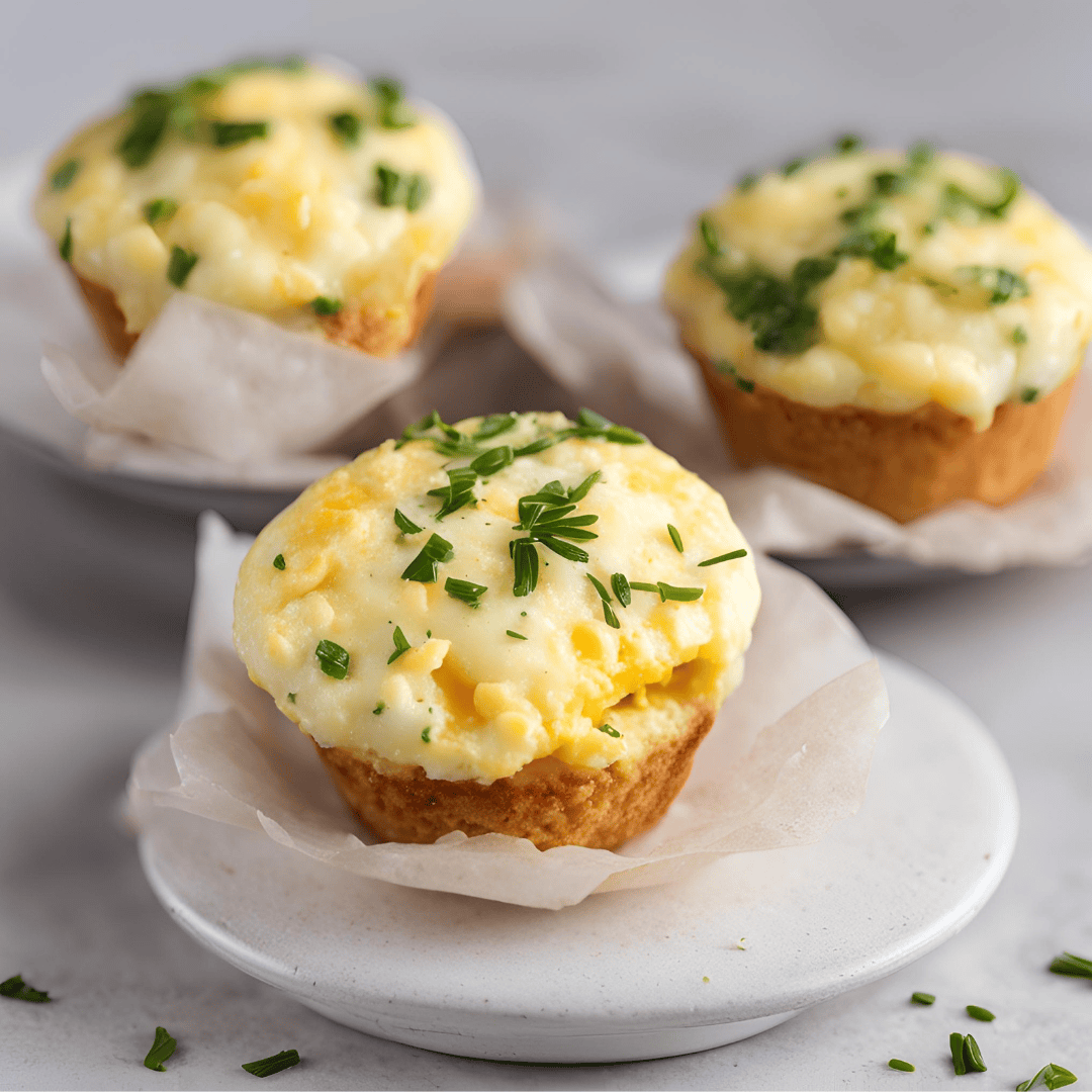Delicious egg muffins topped with fresh chives, perfect for a healthy breakfast.