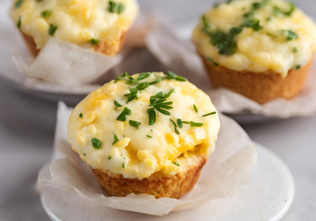 Delicious egg muffins topped with fresh chives, perfect for a healthy breakfast.
