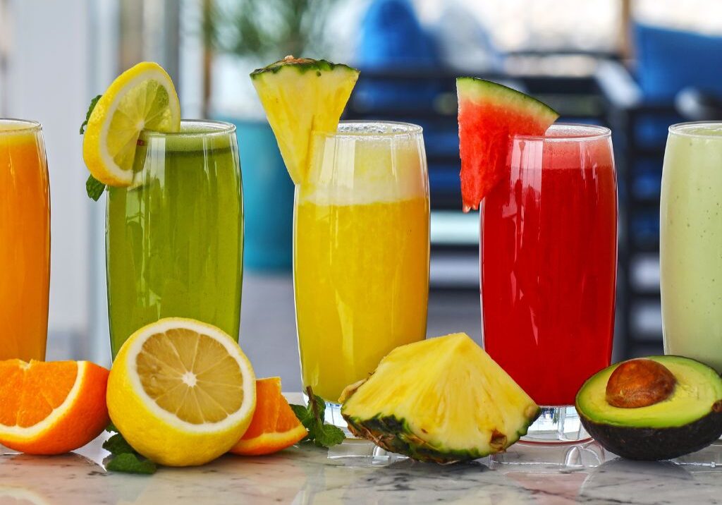 5 glasses of fruit juices for juicing cleanse