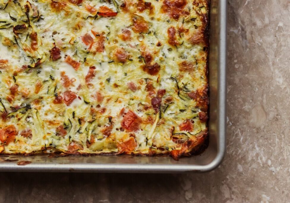 Delicious garden fresh frittata with vegetables and herbs, perfect for a healthy breakfast or brunch.